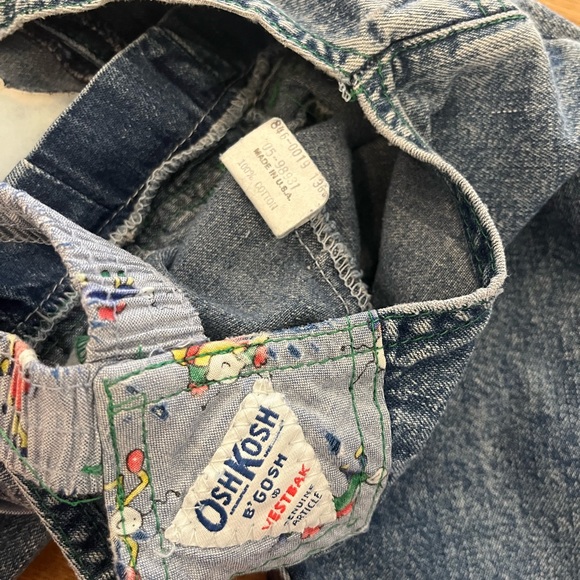80s vintage very rare Osh Kosh vest back overalls acid wash - Picture 5 of 5